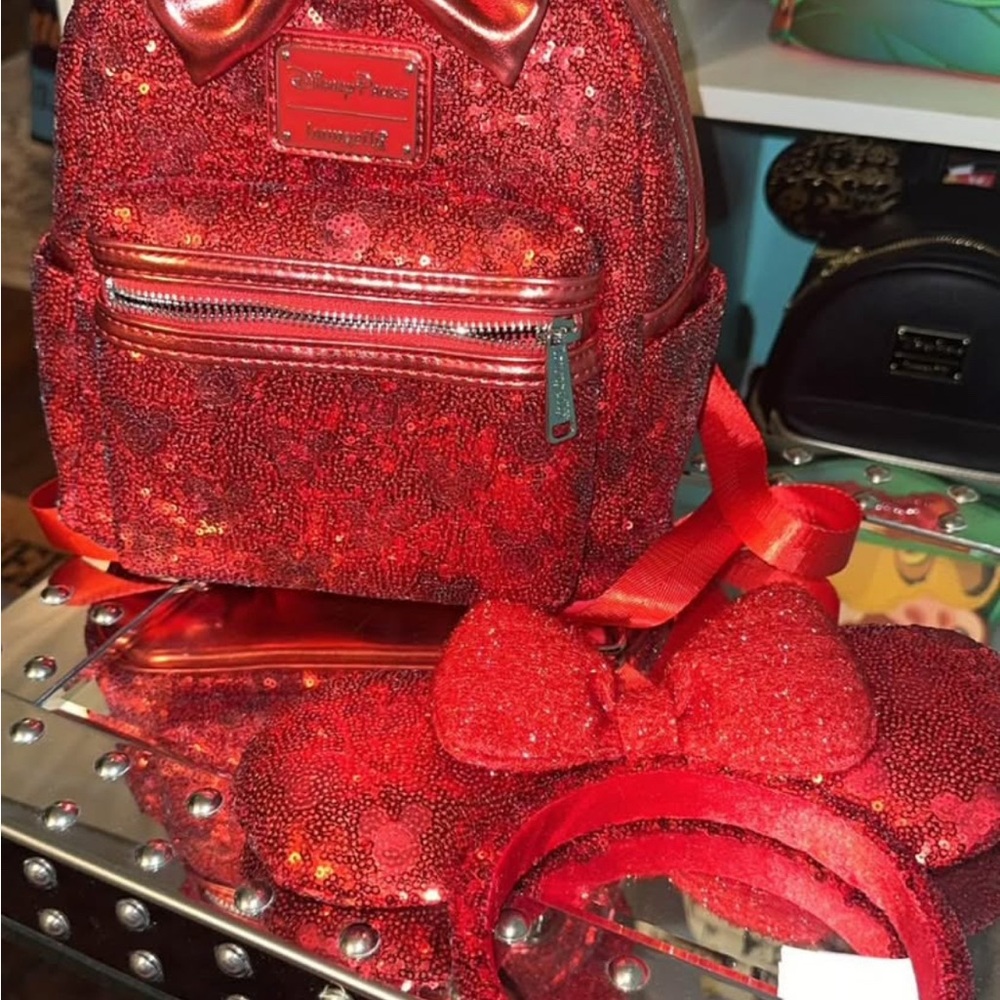 Disney Sparkling Red Sequin Backpack and Headband